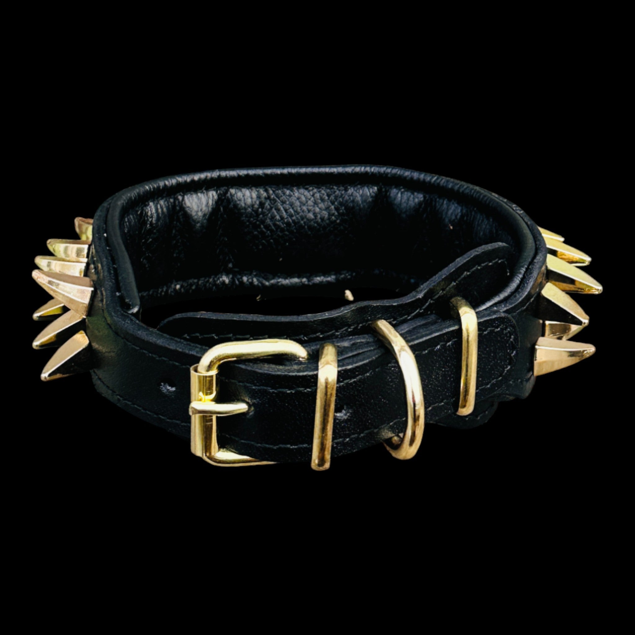 1.37 inch gold spiked collar for medium dogs