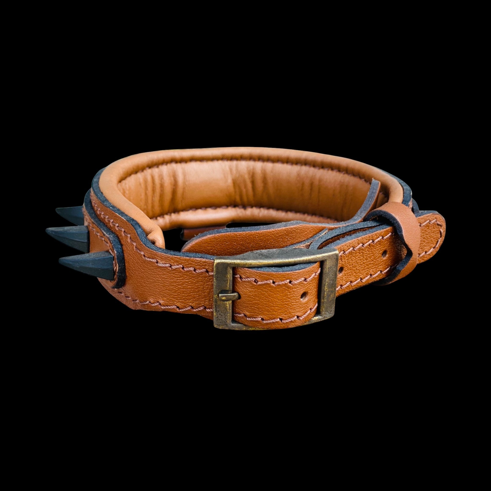 Handmade 1.57 Inch  Brown Leather Dog Collar