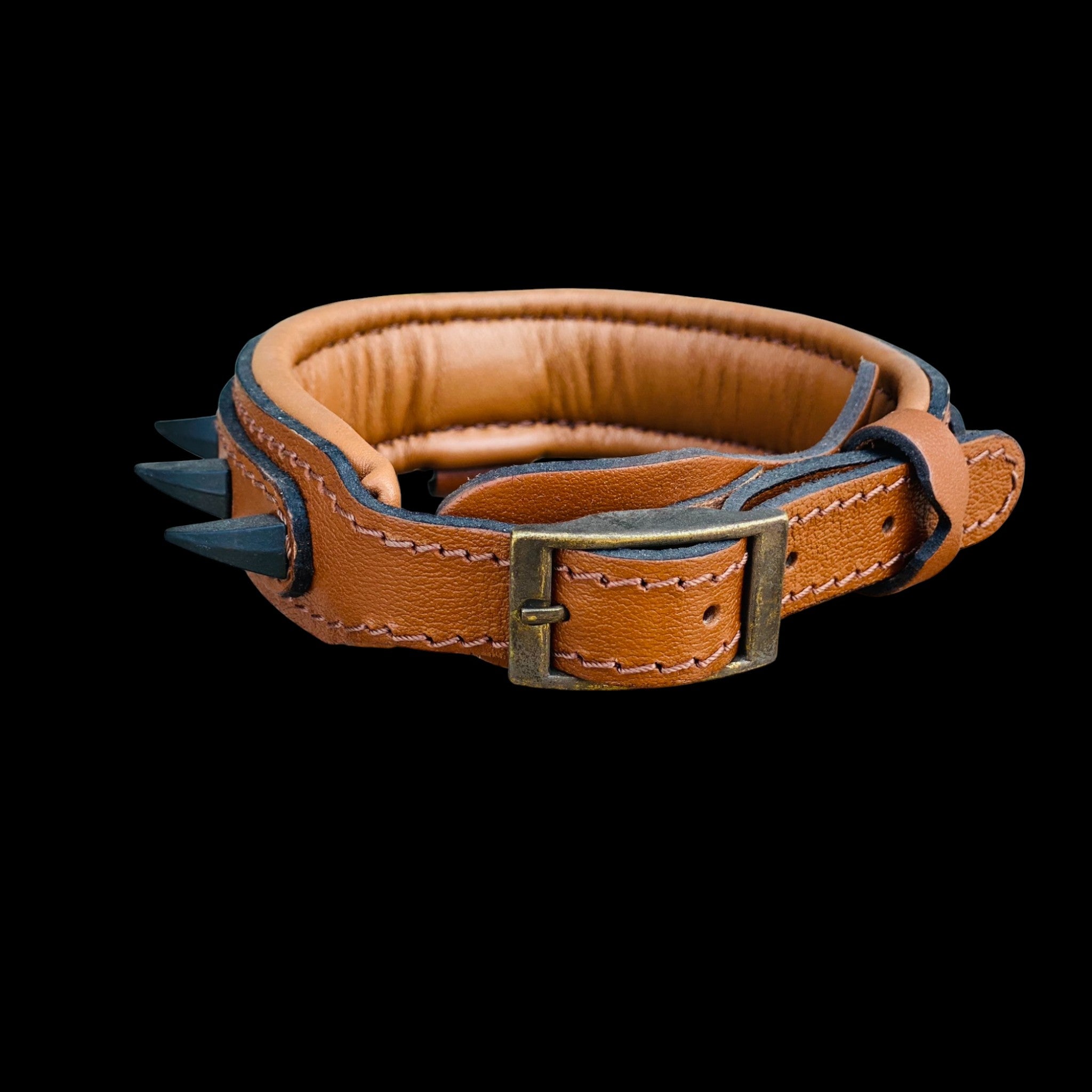 Handmade 1.57 Inch  Brown Leather Dog Collar