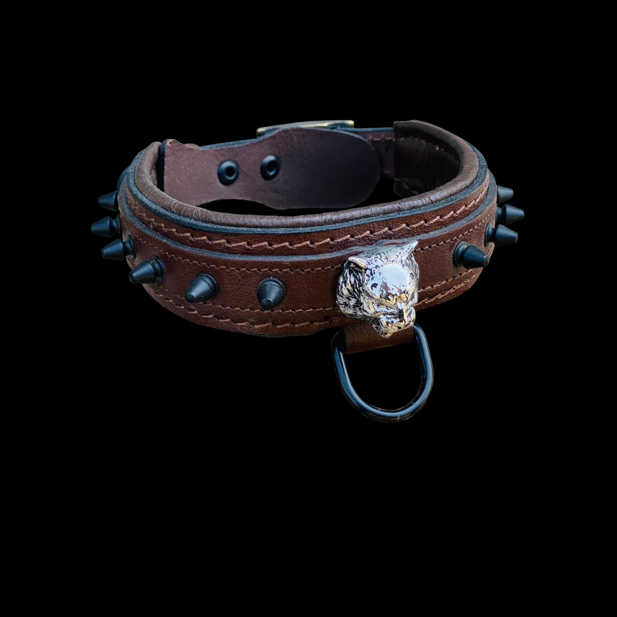 Handmade Wide Brown Dog Collar