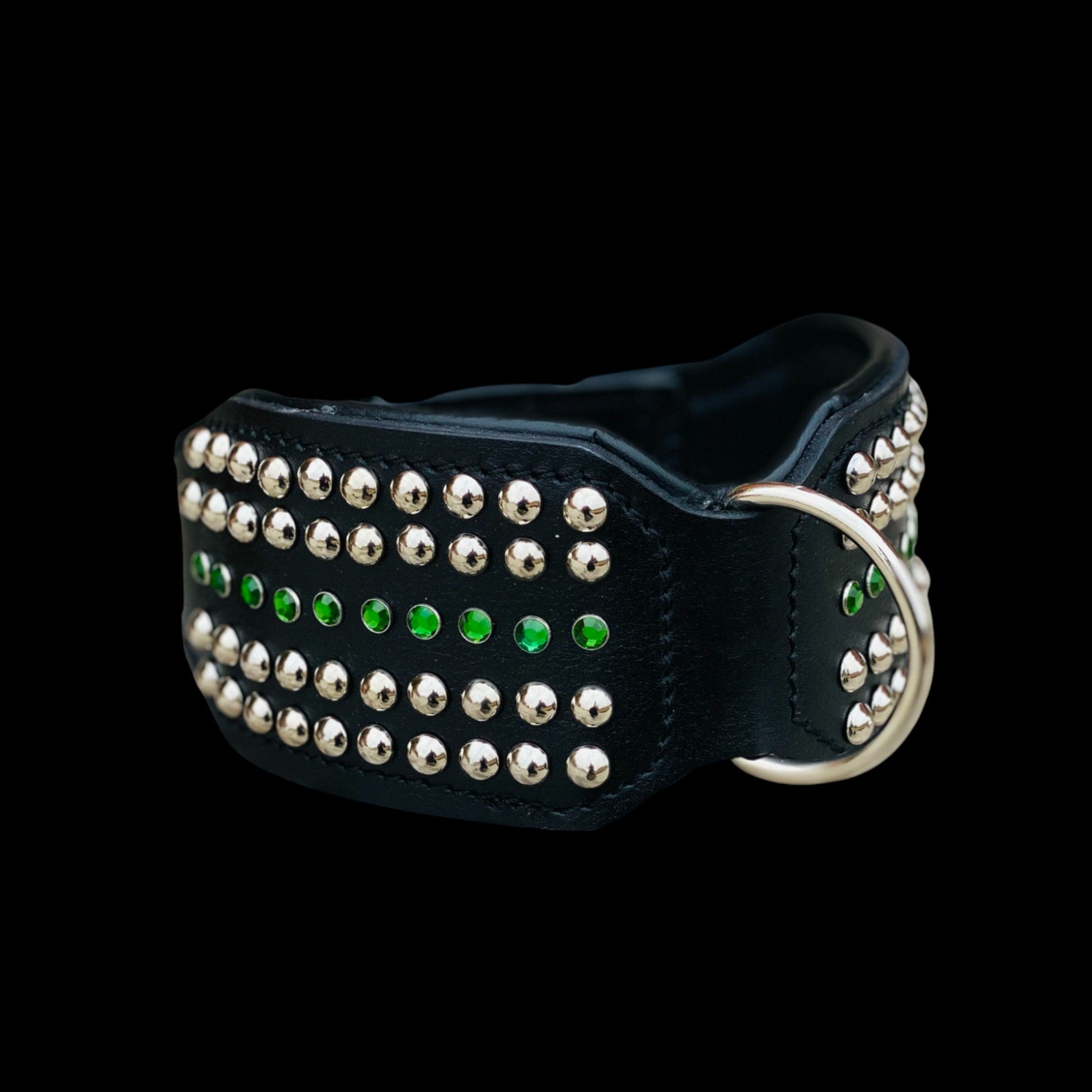 Handcrafted 8cm Wide Leather Dog Collar – Crystal Studded Strong Collar for Cane Corso, Rottweiler, Doberman, Kangal, American Bully