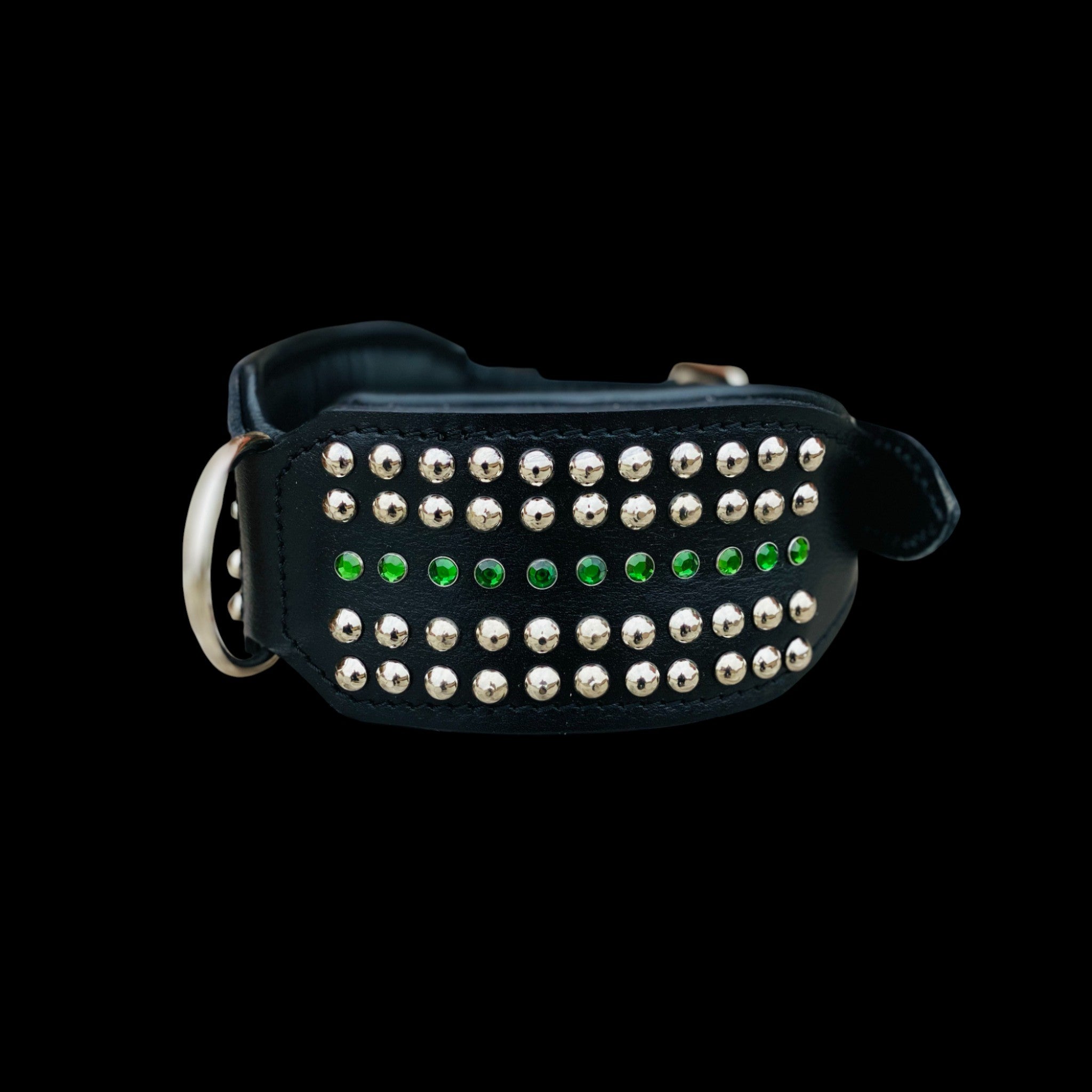Handcrafted 8cm Wide Leather Dog Collar – Crystal Studded Strong Collar for Cane Corso, Rottweiler, Doberman, Kangal, American Bully