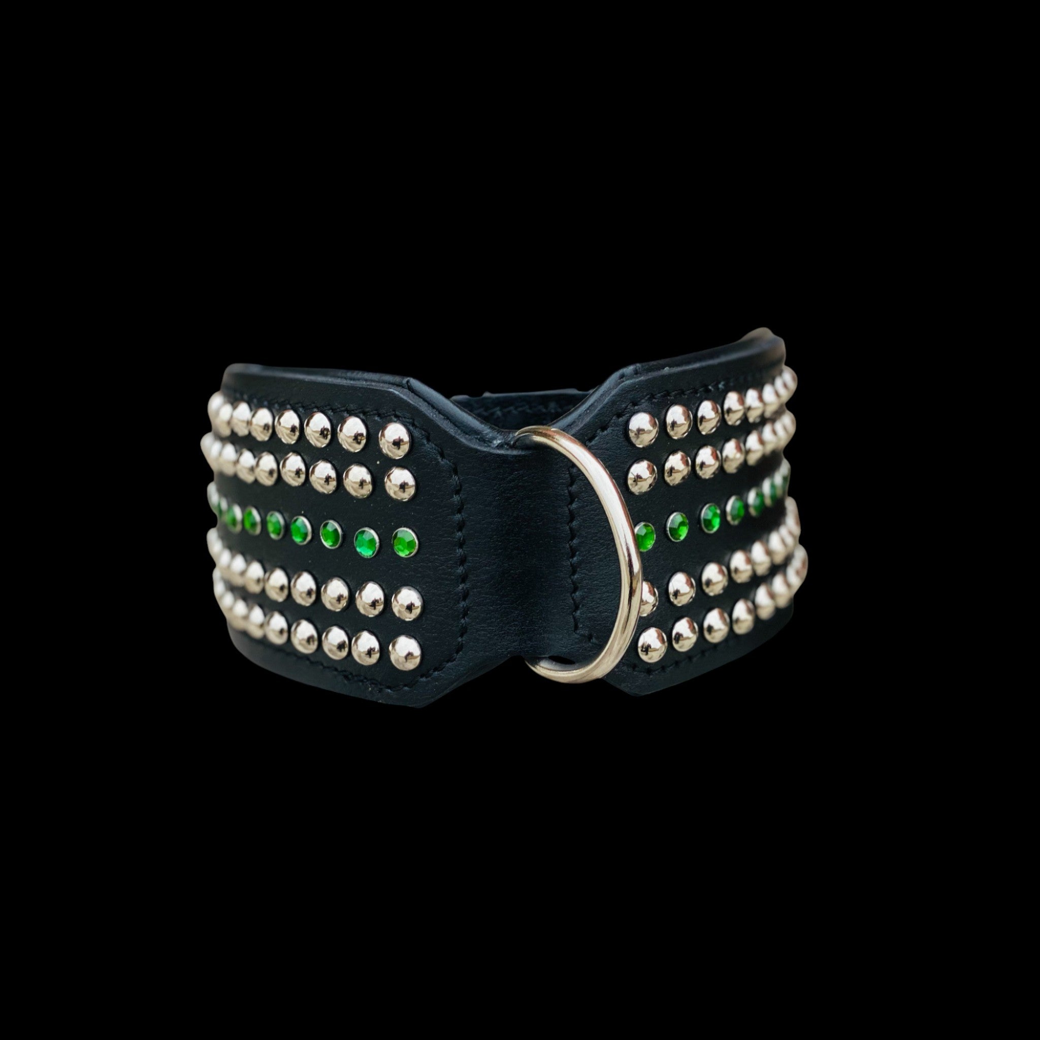 Handcrafted 8cm Wide Leather Dog Collar – Crystal Studded Strong Collar for Cane Corso, Rottweiler, Doberman, Kangal, American Bully