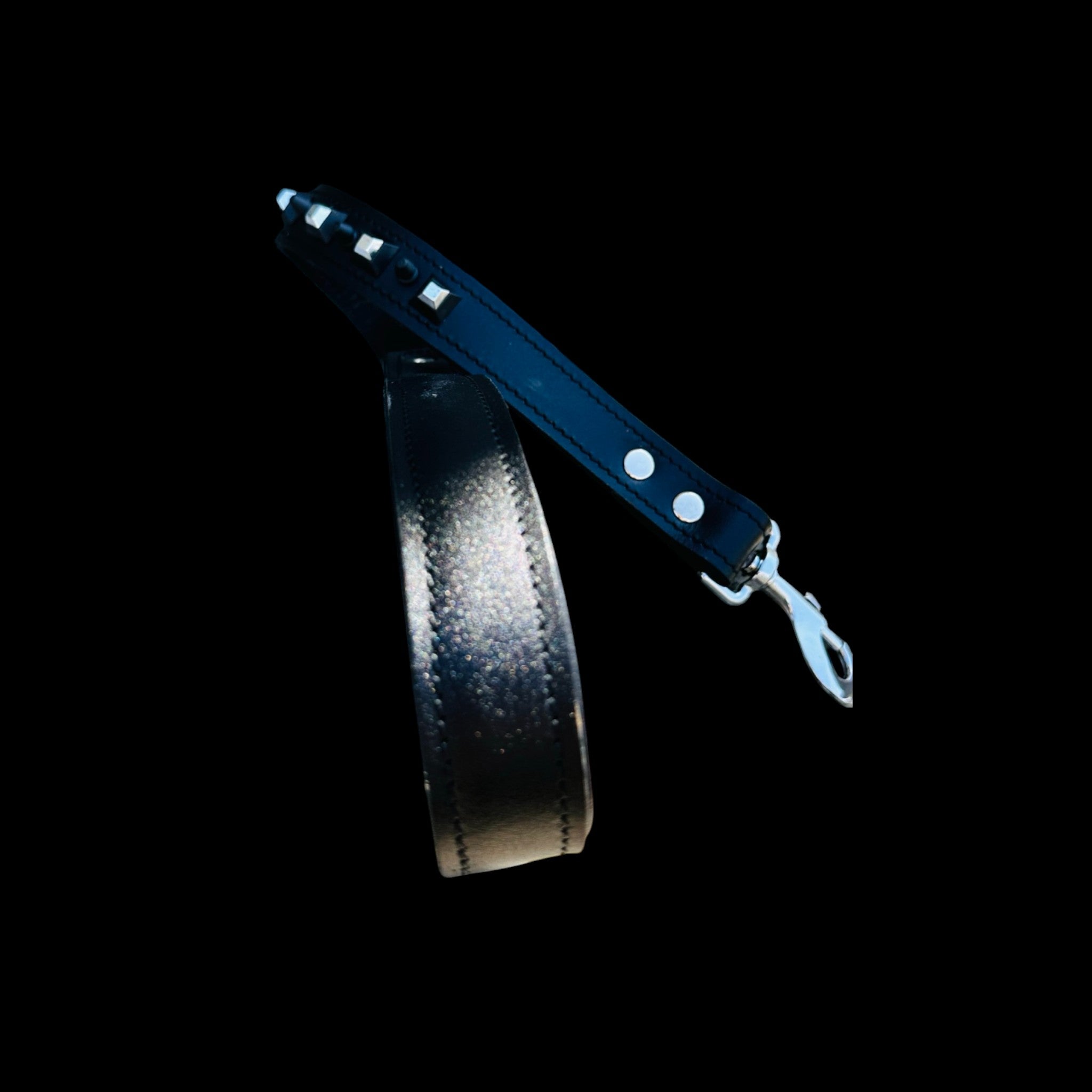 A&C Premium Black Leather Wide Collar — Stud & Crystal Detail | Fits American Bully, Cane Corso, Rottweiler, Kangal, Doberman, Belgian Malinois, K9, German Shepherd