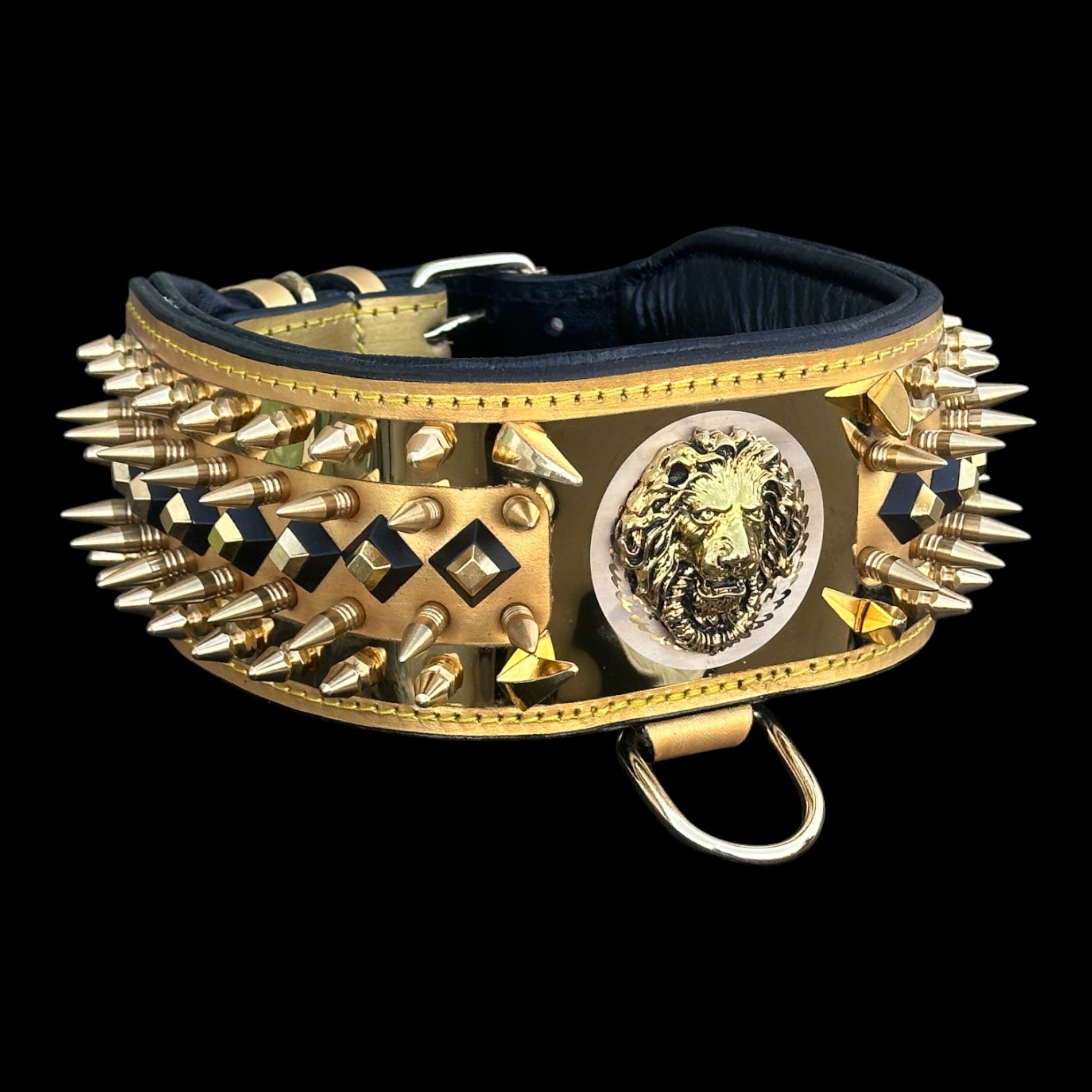 Luxury gold plated 3.15 inch wide dog collar