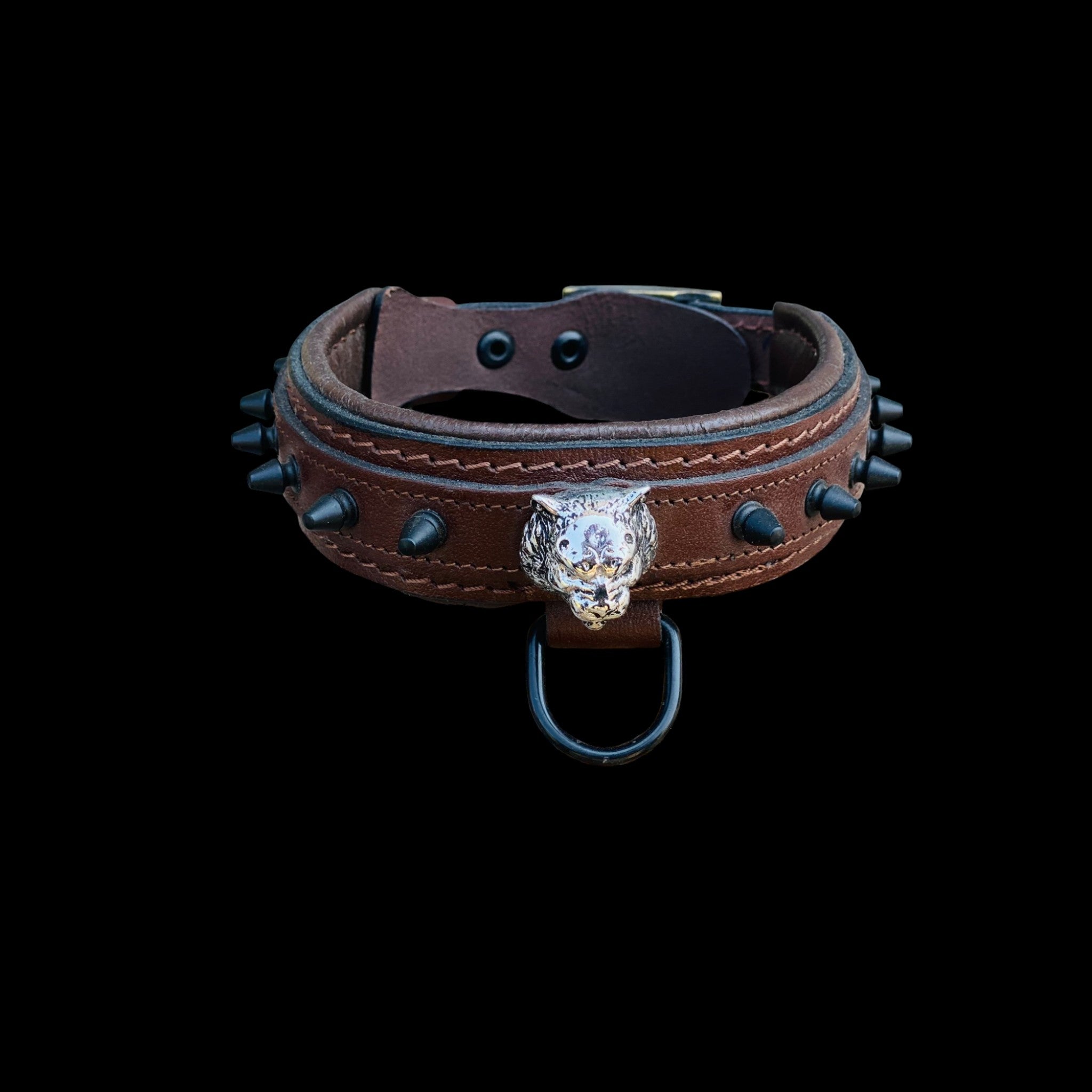 Handmade Wide Brown Dog Collar