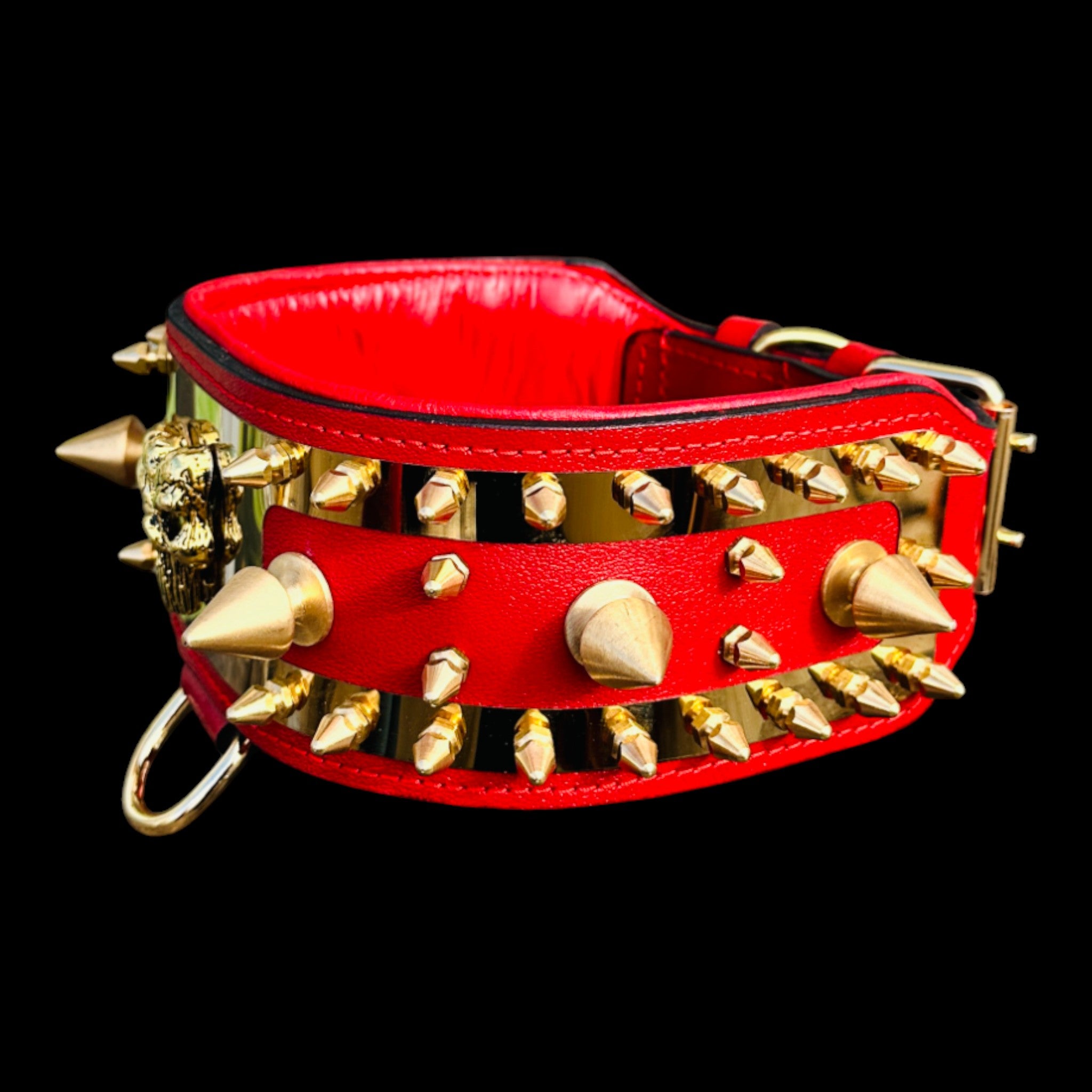 WarBringer™ Gold Edition – 3.15 inch Punisher Logo Buffalo Leather Dog Collar