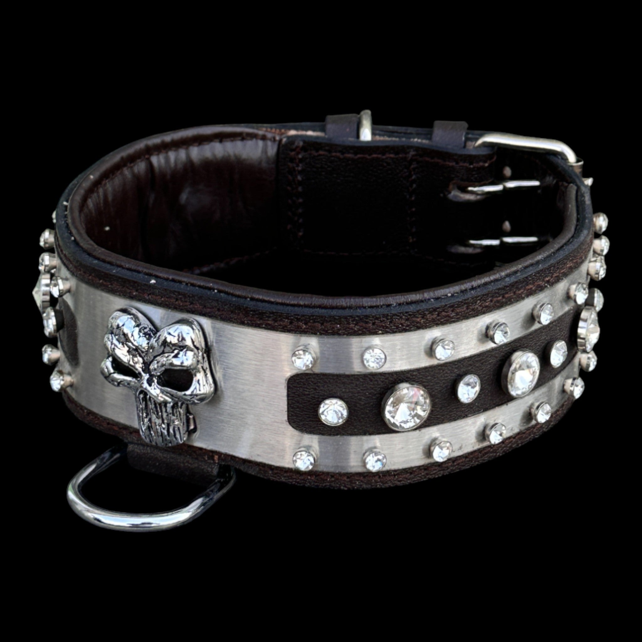 A&C Dog Collars handcrafted buffalo-leather collar with crystal details