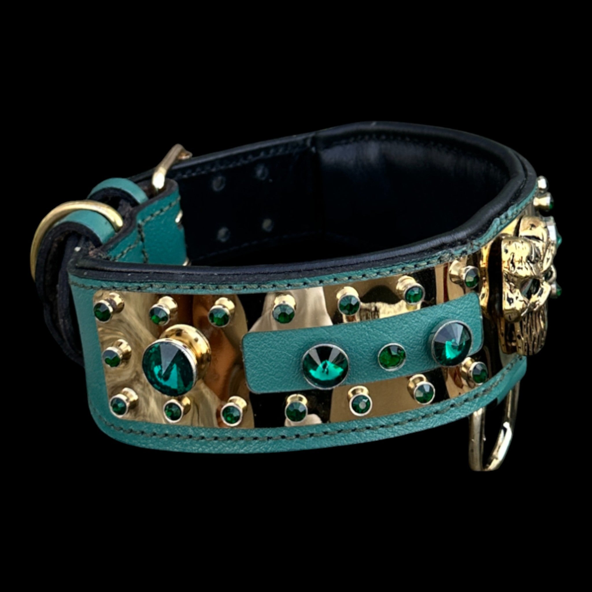 EMERALD PUNISHER 6 cm handmade gold-plated dog collar