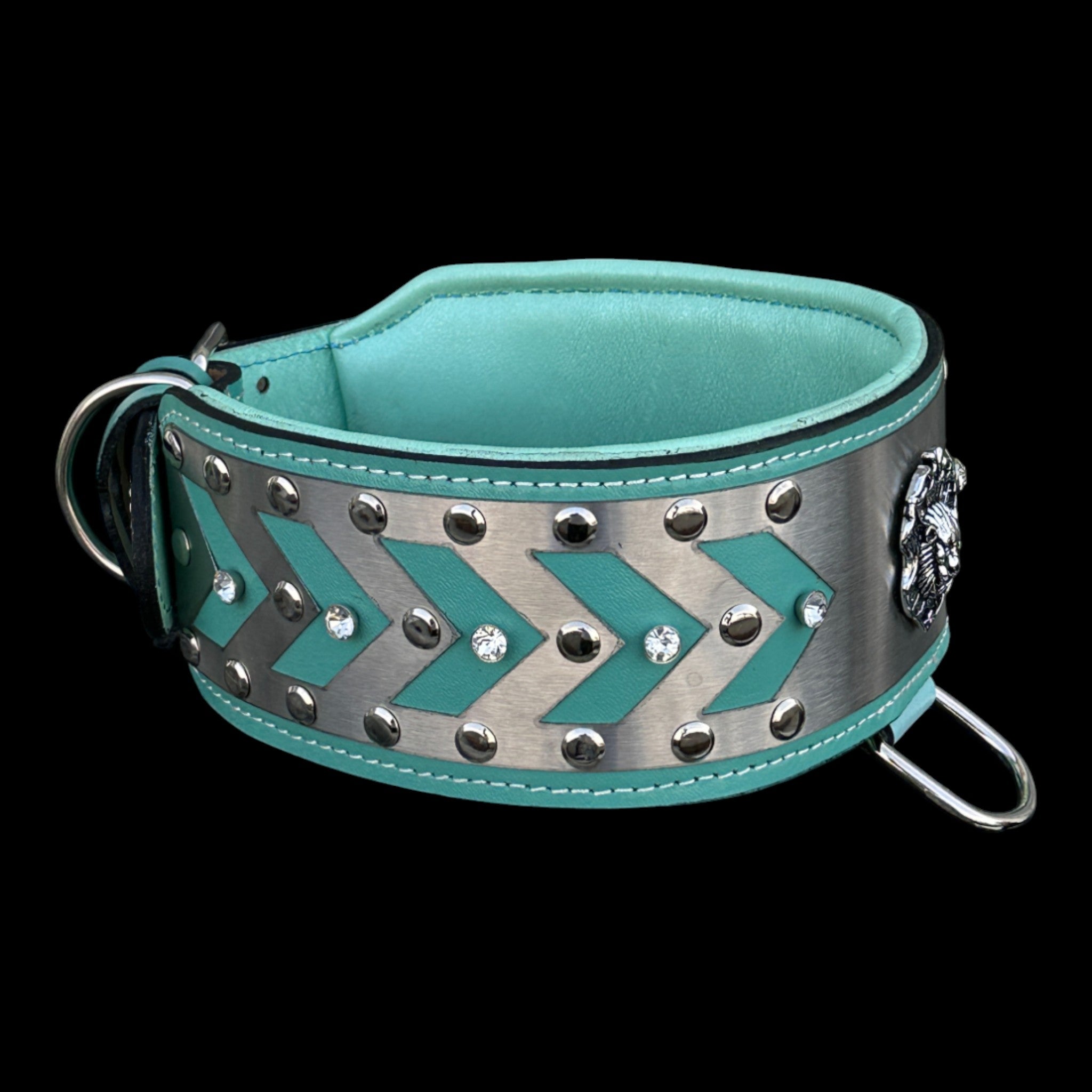 Elegant turquoise collar for Cane Corso and Rottweiler
