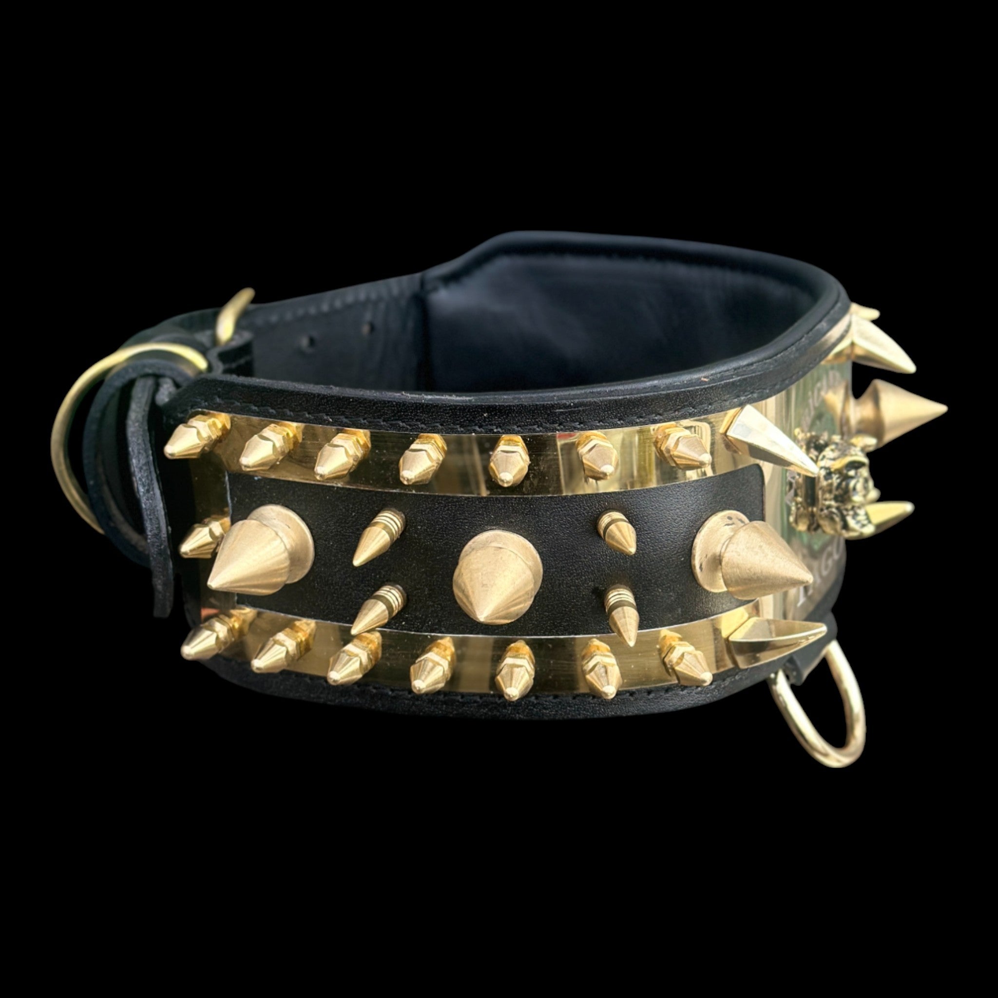 Premium handcrafted leather collar with gold D-ring