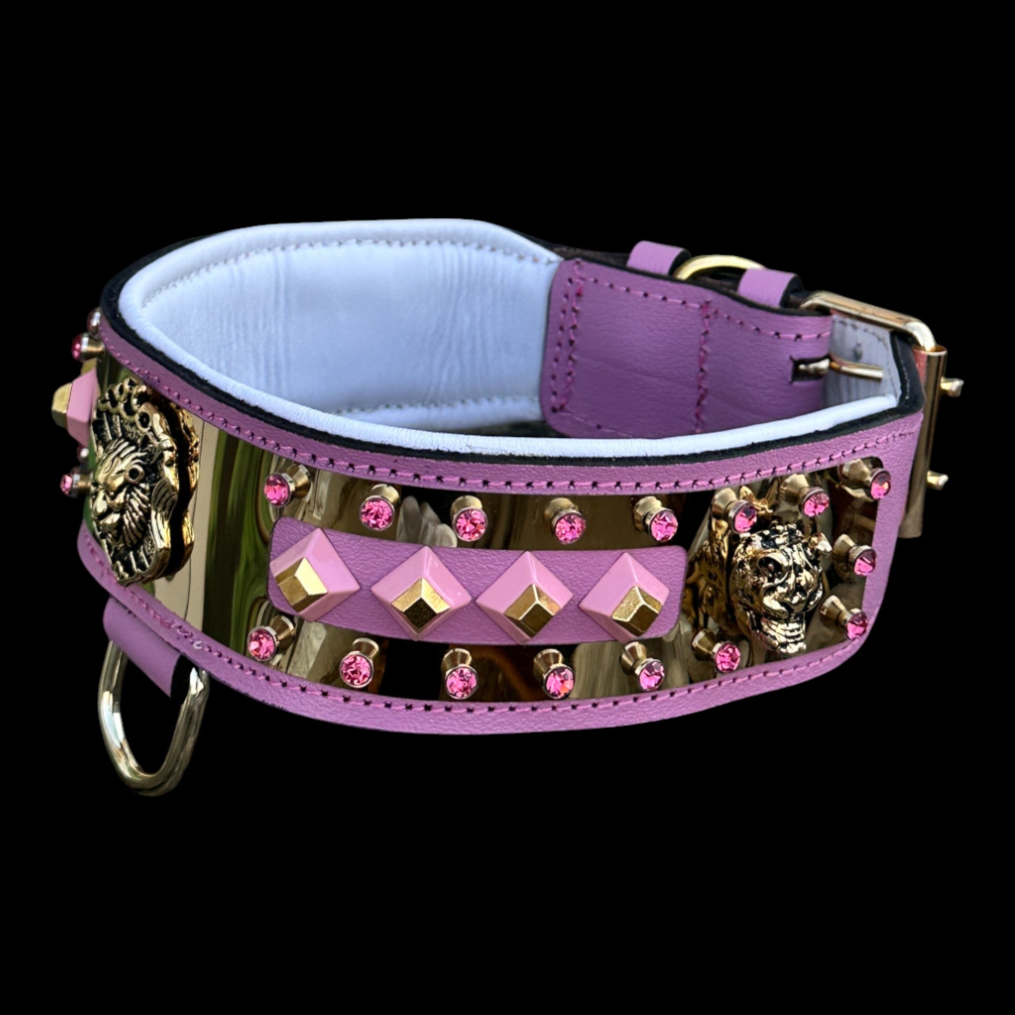 Pink buffalo leather dog collar UPS Express 2–3 day delivery