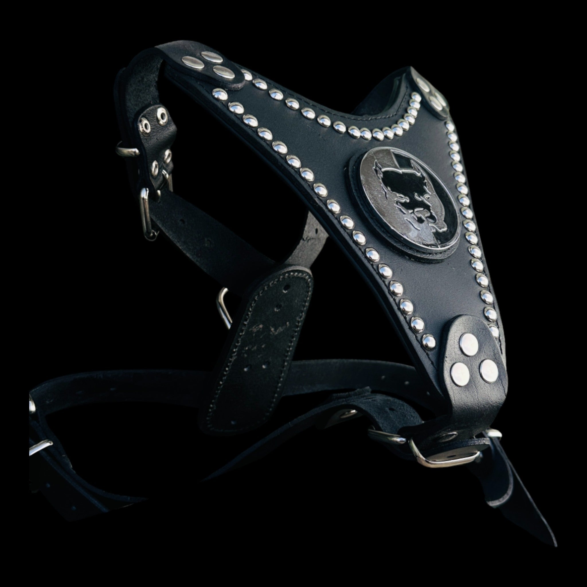Tactical buffalo leather harness for Cane Corso and Rottweiler