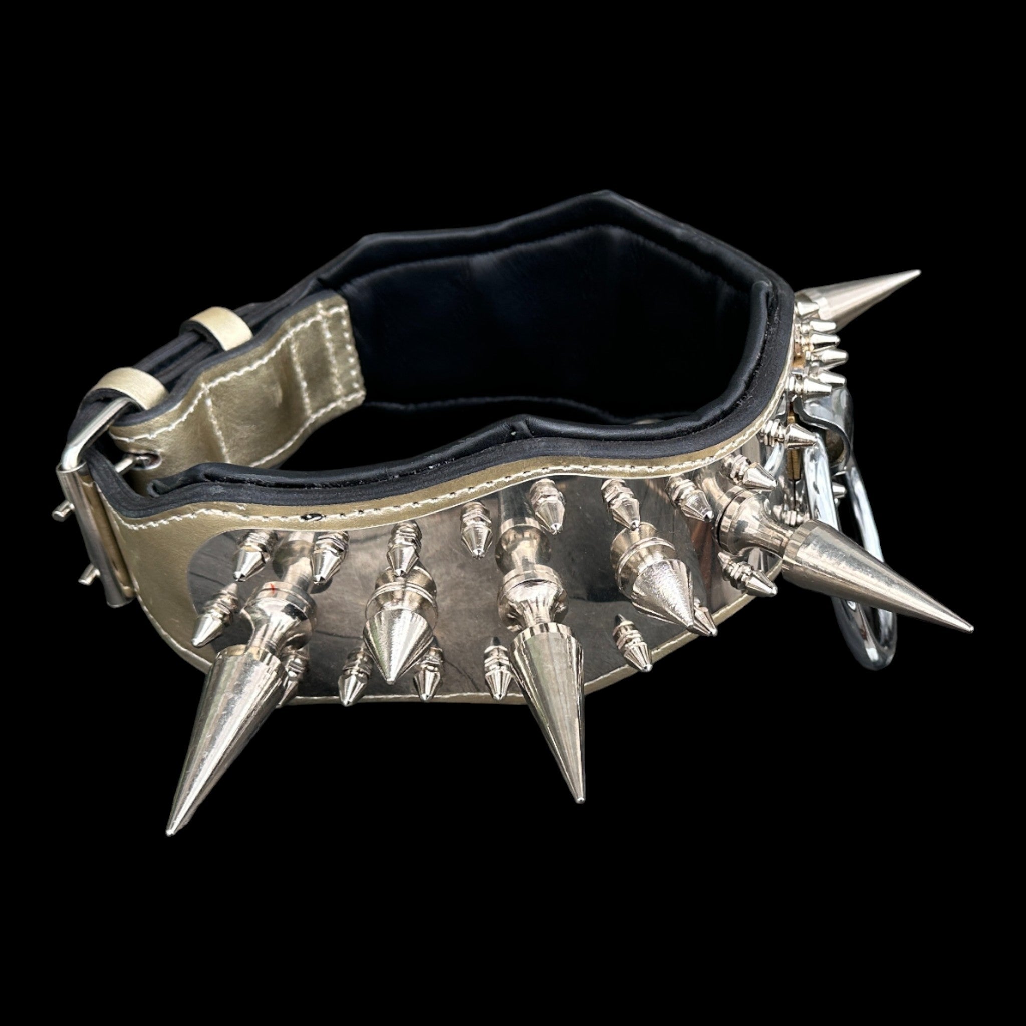 Doberman luxury steel D ring dog collar
