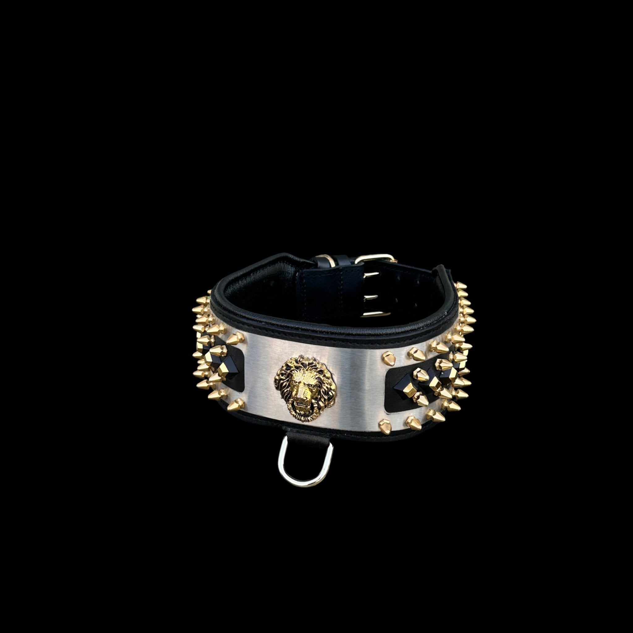 Premium gold and silver dog collar for Doberman