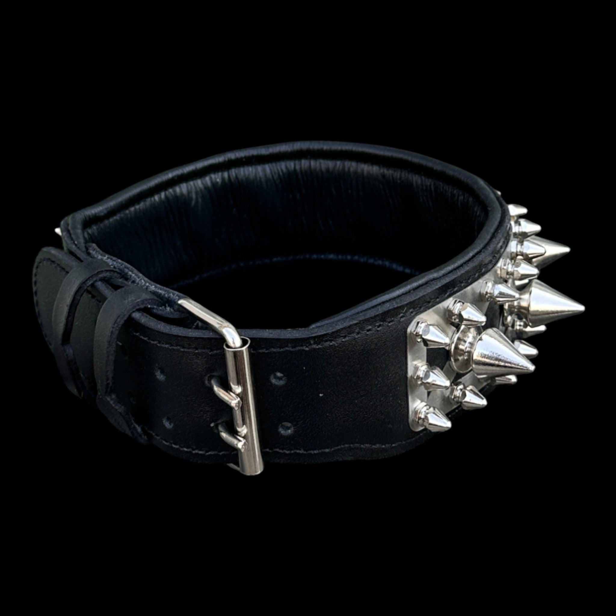 Luxury handmade 2.36 inch wide IRON BEAST collar for large dogs