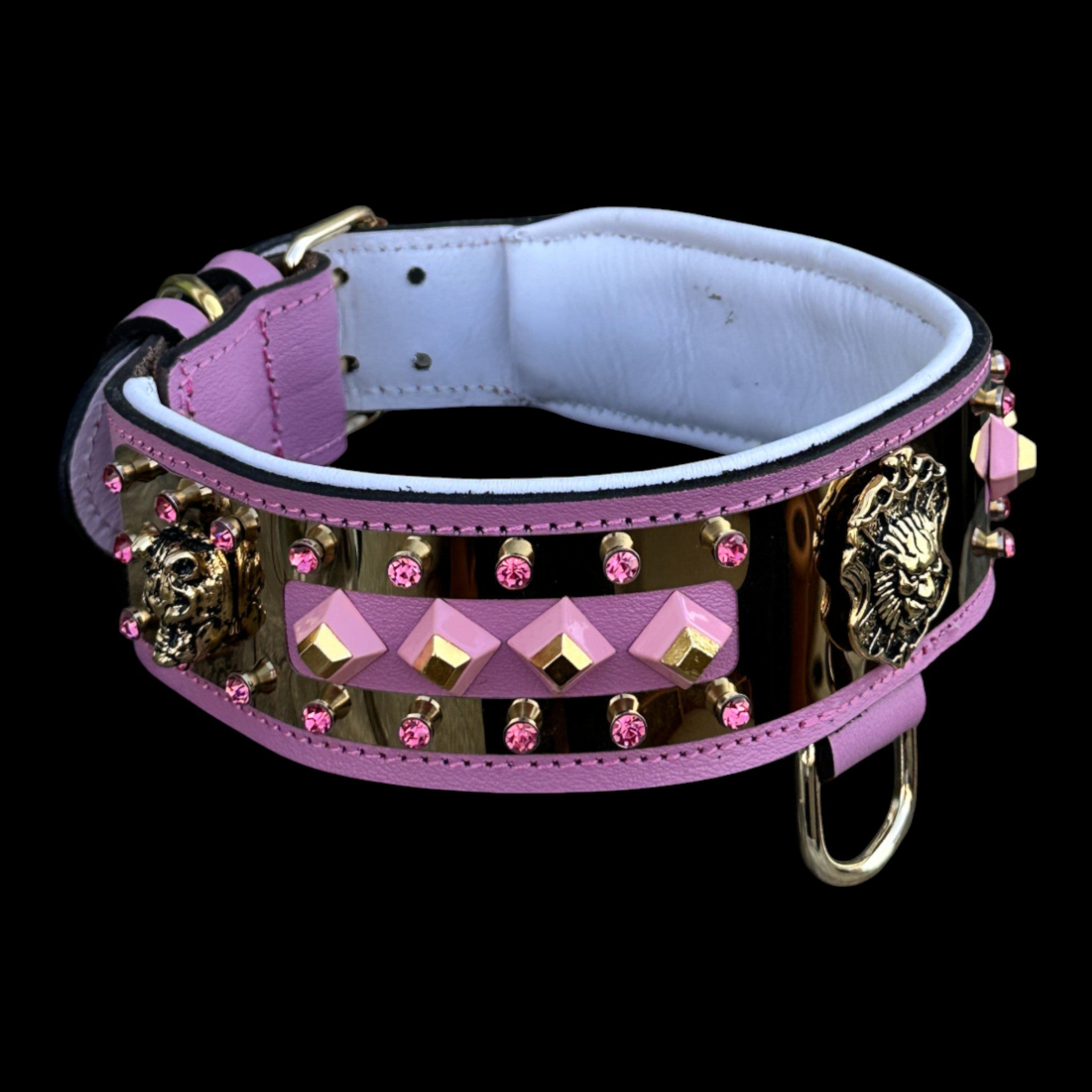 QUEEN ROAR 6 cm gold plate handmade dog collar