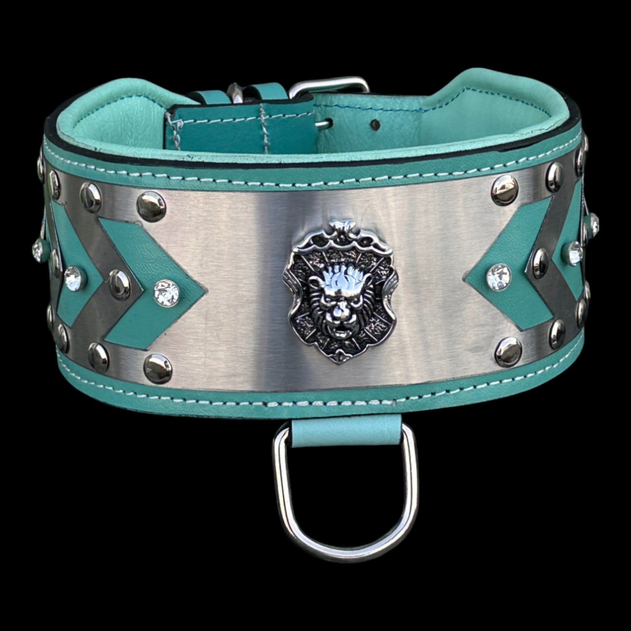 Crystal-studded handmade collar for Doberman