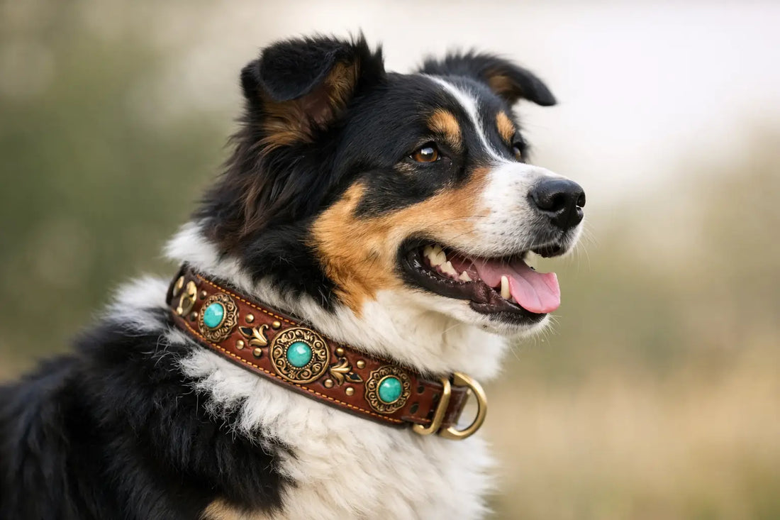 A Decorative Leather Dog Collar That Stands Out