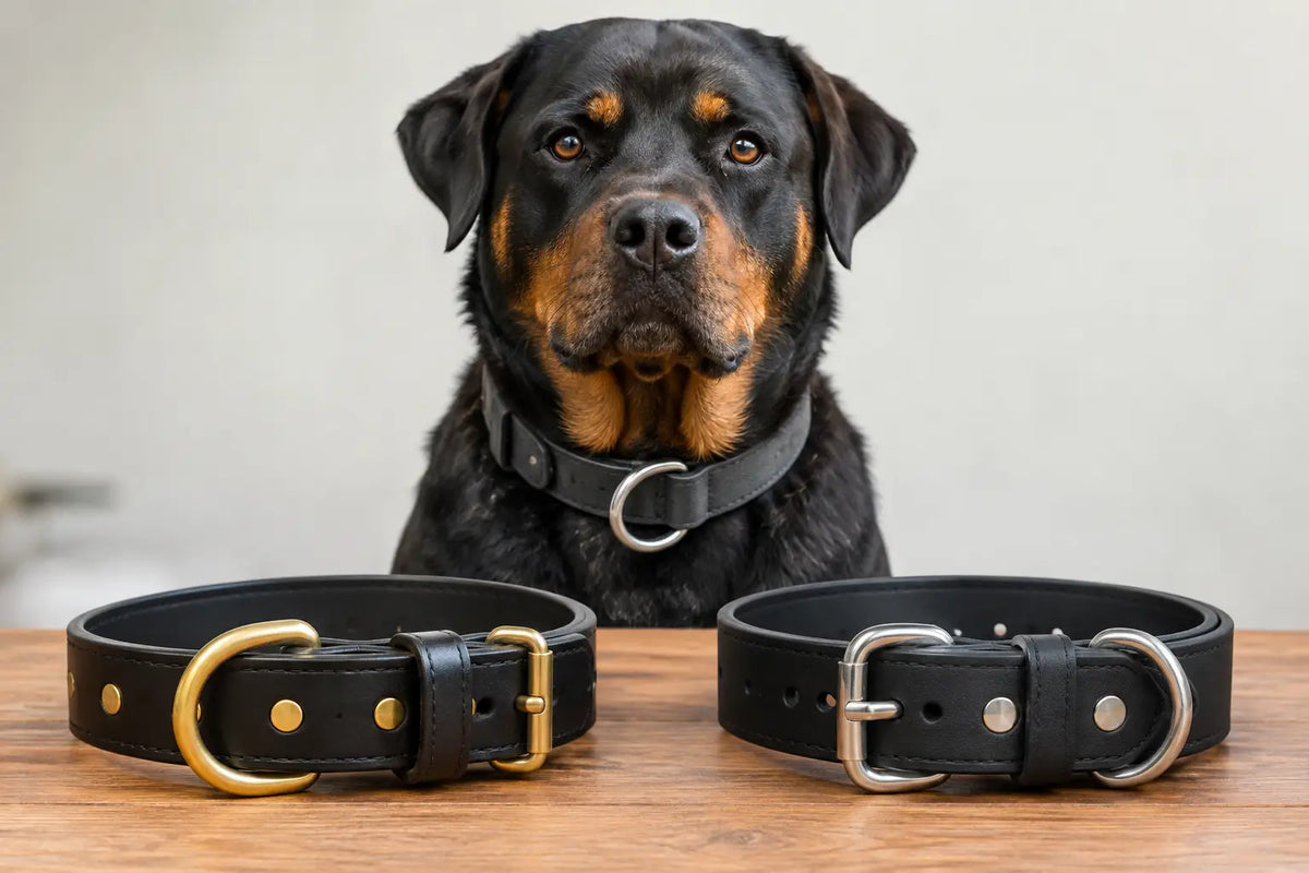 Brass Versus Steel Collar Hardware for Strong Dogs