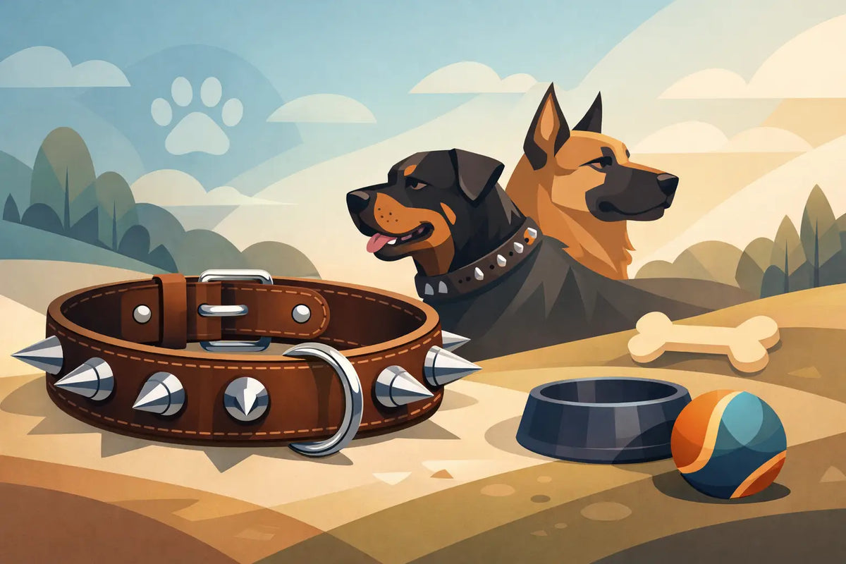 Spiked Leather Dog Collar for Large Dogs