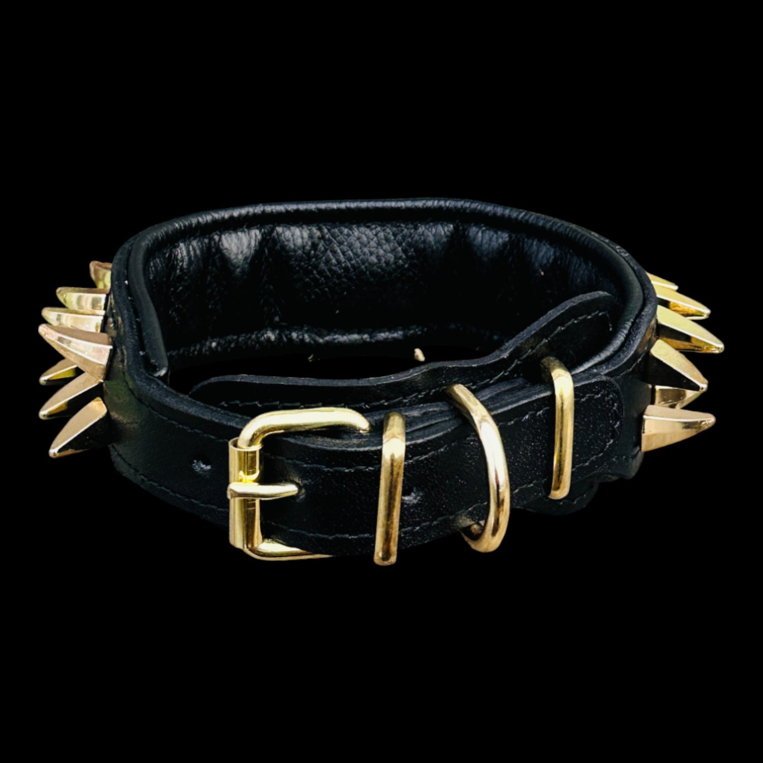 1.37 inch gold spiked collar for medium dogs