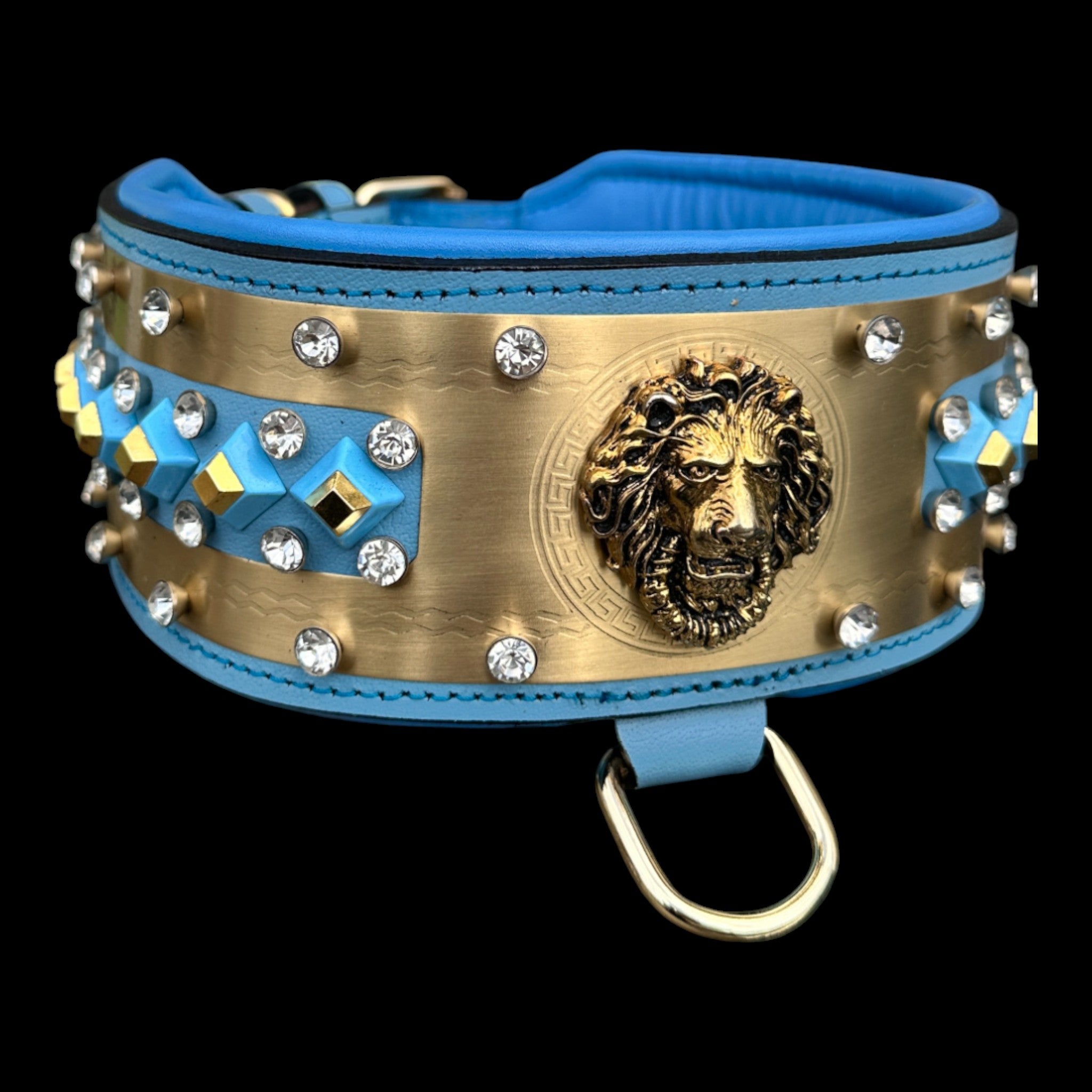 8 cm (3.15 inch) wide luxury collar with crystals.