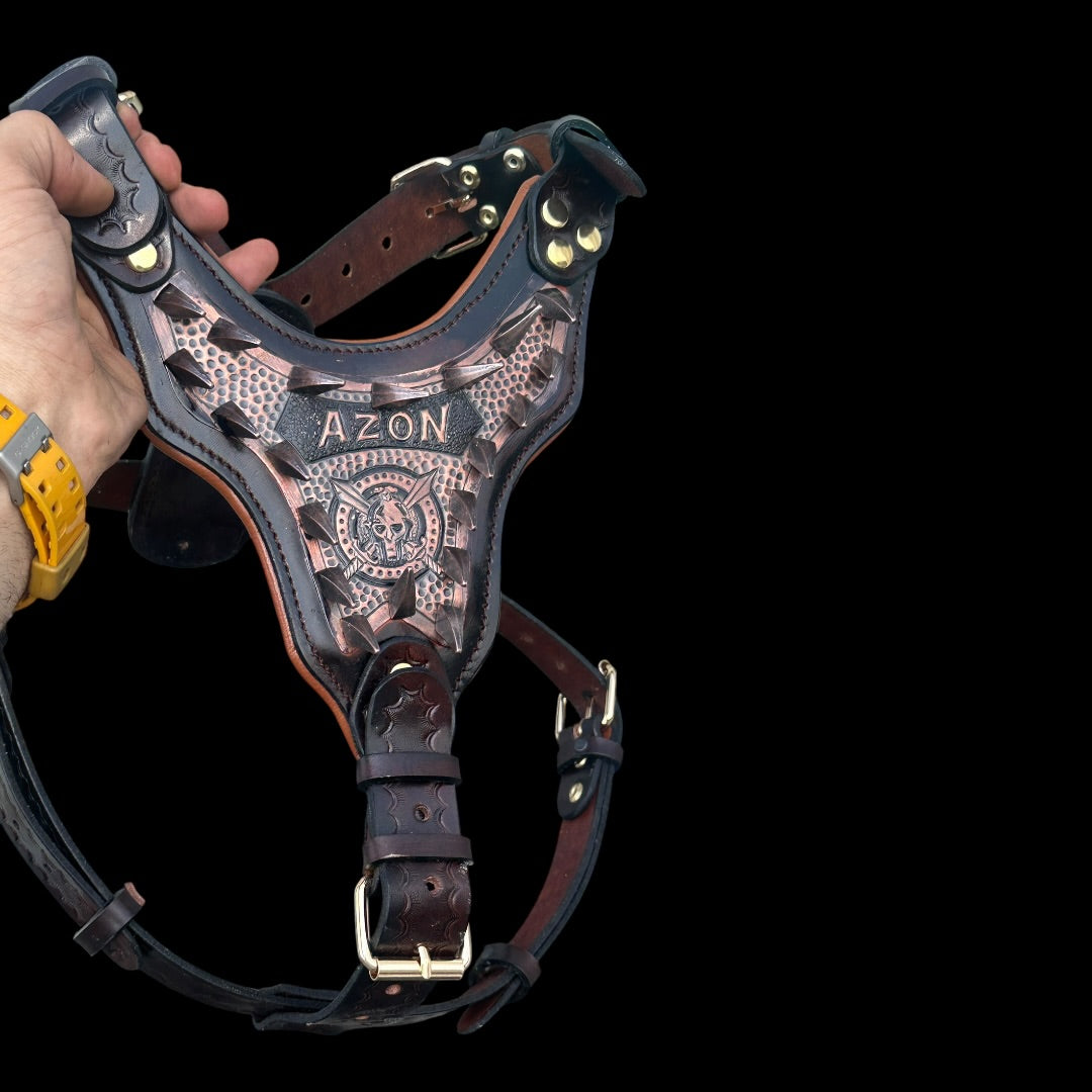 Handmade Copper Dog Collar & Harness Set