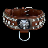 6 cm (2.36 inch) handmade wolf logo stainless-steel dog collar