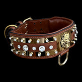 GOLDEN HOWL handmade brown leather and gold stainless collar