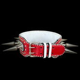 Handmade Wide Buffalo Leather Dog Collar – Heavy Spiked & Hand-Stitched Design - A&C Dog Collars