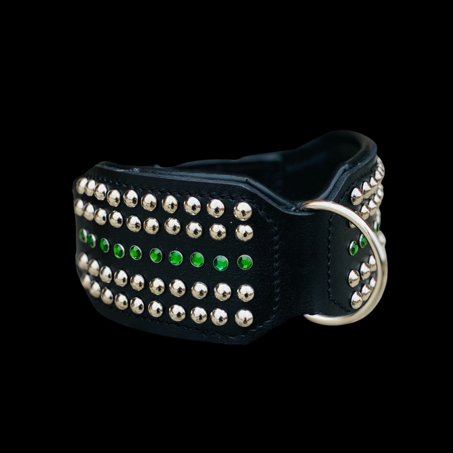 Handcrafted 8cm Wide Leather Dog Collar – Crystal Studded Strong Collar for Cane Corso, Rottweiler, Doberman, Kangal, American Bully - A&C Dog Collars