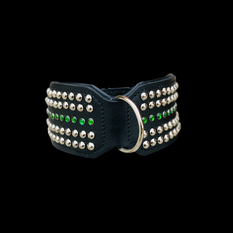 Handcrafted 8cm Wide Leather Dog Collar – Crystal Studded Strong Collar for Cane Corso, Rottweiler, Doberman, Kangal, American Bully - A&C Dog Collars