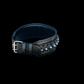 A&C Premium Black Leather Wide Collar — Stud & Crystal Detail | Fits American Bully, Cane Corso, Rottweiler, Kangal, Doberman, Belgian Malinois, K9, German Shepherd - A&C Dog Collars