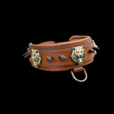 Custom wolf logo leather dog collar for large breeds - A&C Dog Collars