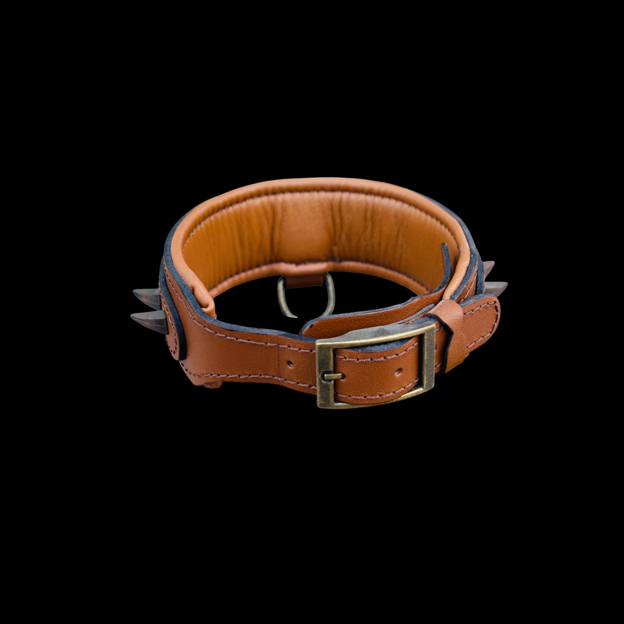 Custom wolf logo leather dog collar for large breeds