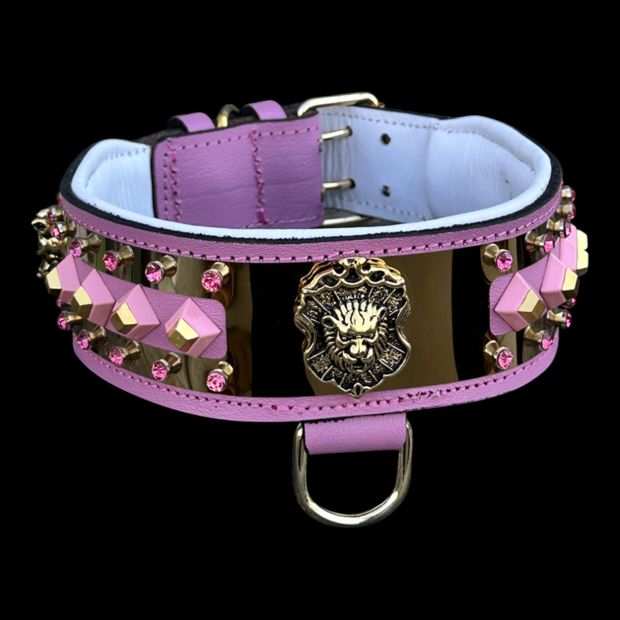 Handmade pink dog collar for Cane Corso and Doberman breeds