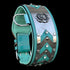Turquoise steel handmade leather dog collar