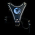 Handmade buffalo leather dog harness with Pitbull steel emblem