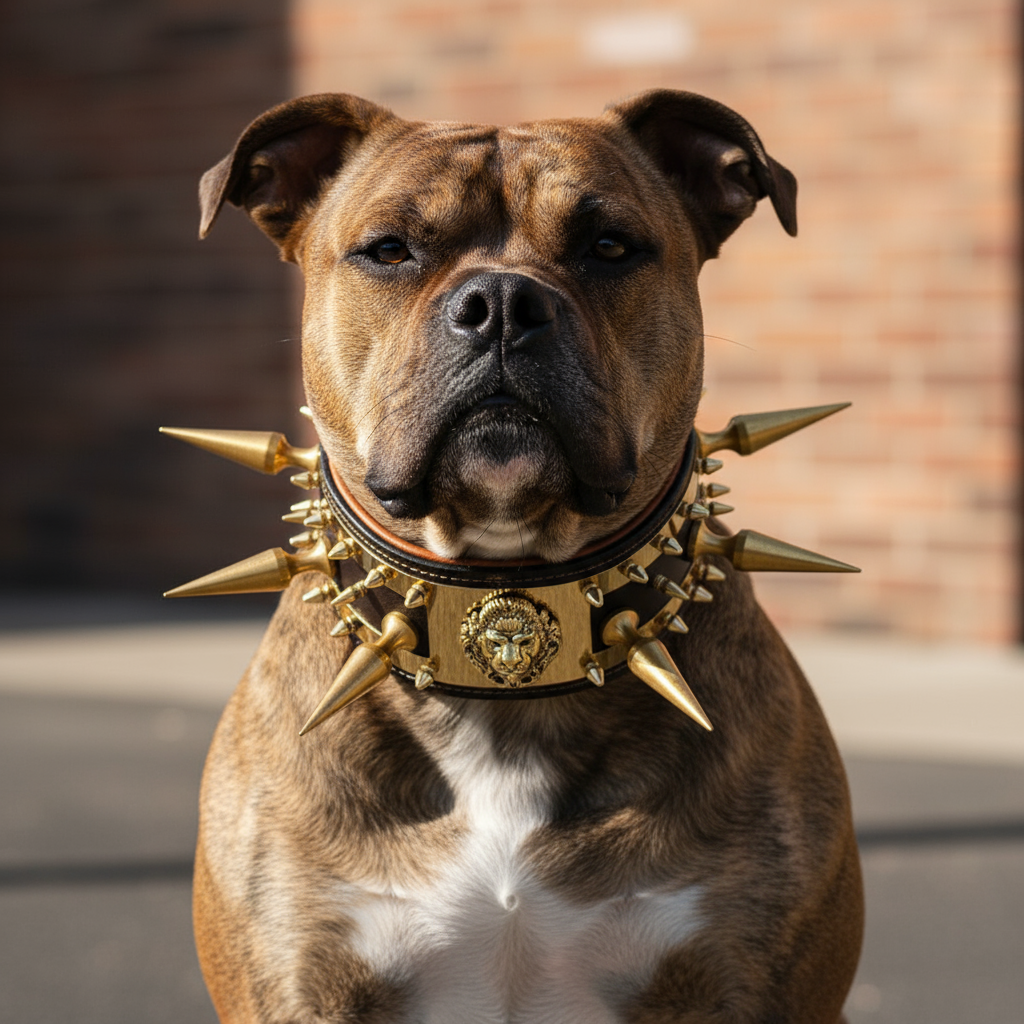 American Bulldog 6 Çivili Aslan Başlı Tasma