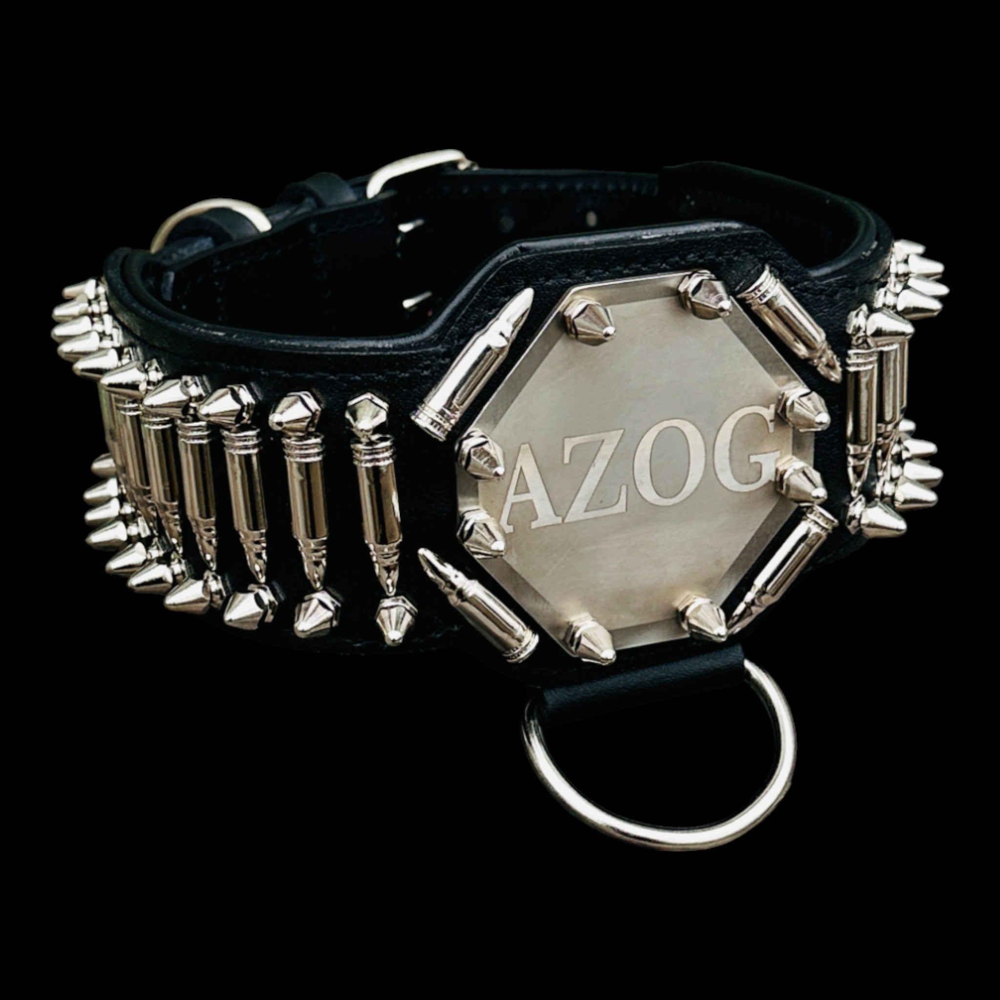 black-leather-bullet-spiked-collar