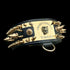 Handmade black leather dog collar with gold spikes and nameplate