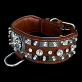 LONE HOWL collar with crystals and silver wolf emblem
