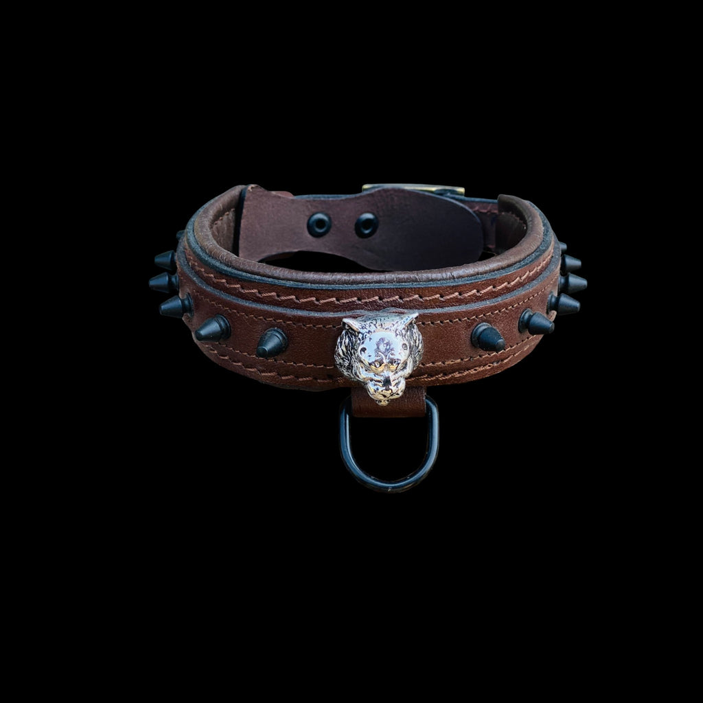 Handmade Wide Brown Dog Collar