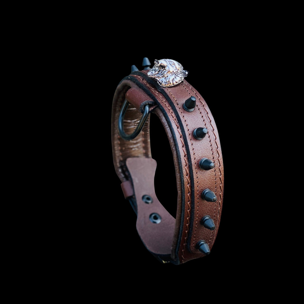 Handmade Wide Brown Dog Collar