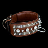 Brown leather 6 cm dog collar for Cane Corso and Rottweiler