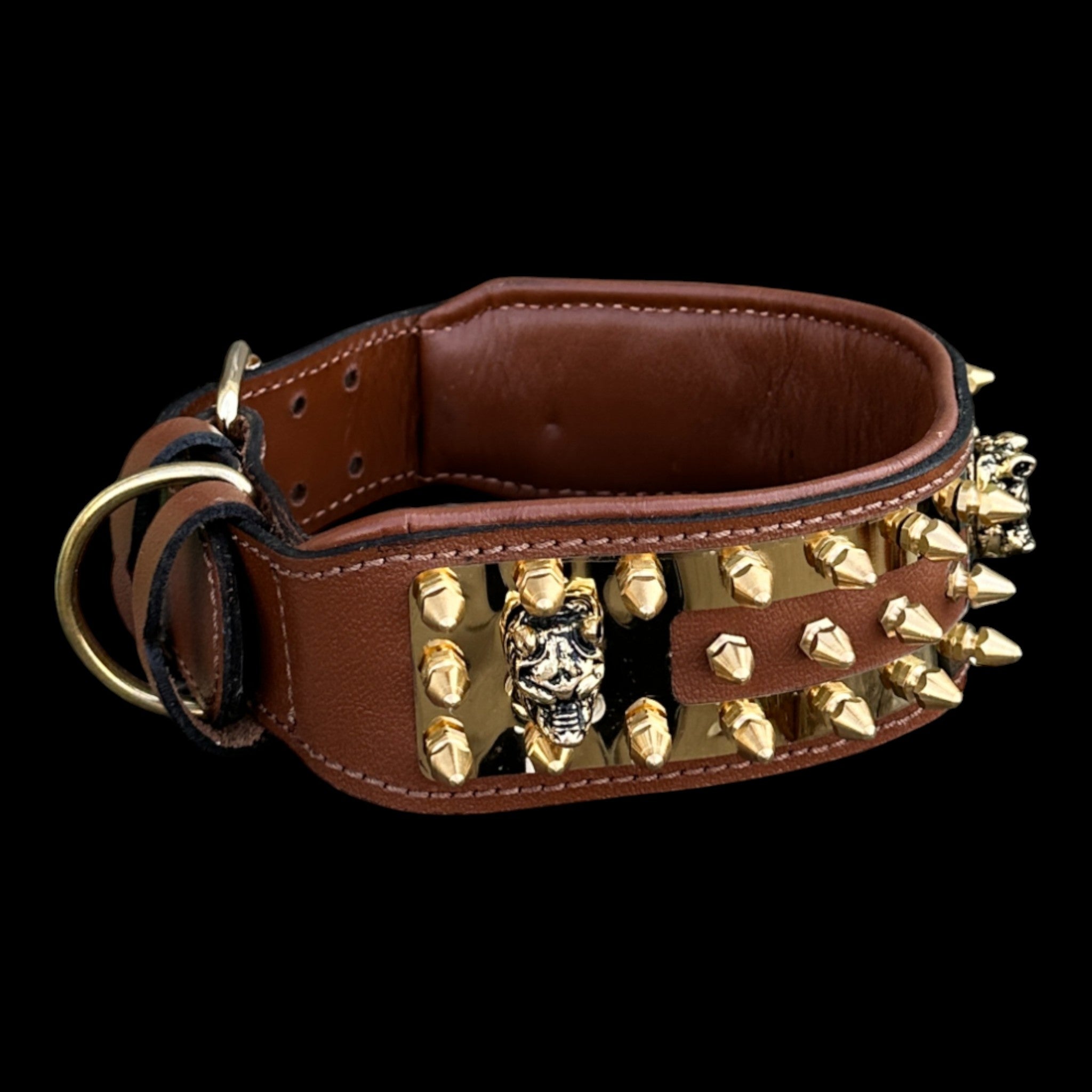 A&C Dog Collars handcrafted Bully emblem collar with spikes