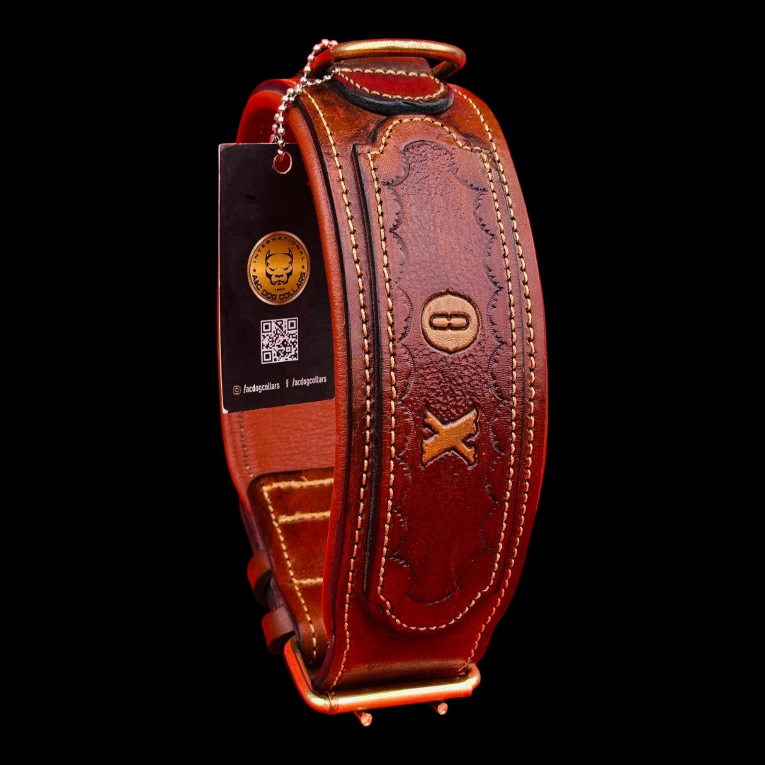 Personalized Brown Leather Dog Collar – Handmade Wide Padded Collar for Large Dogs