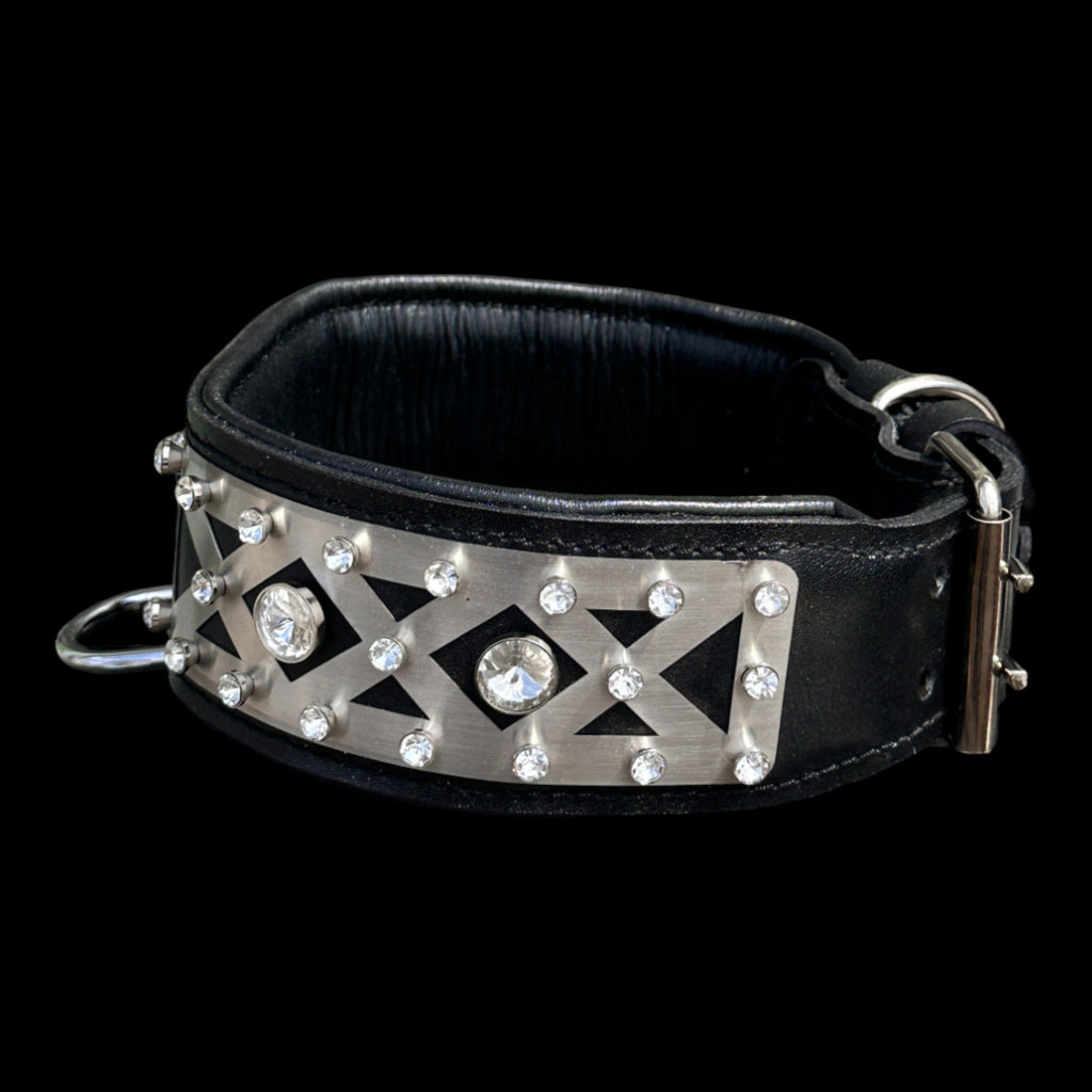 Luxury crystal-studded collar for large dogs like Cane Corso