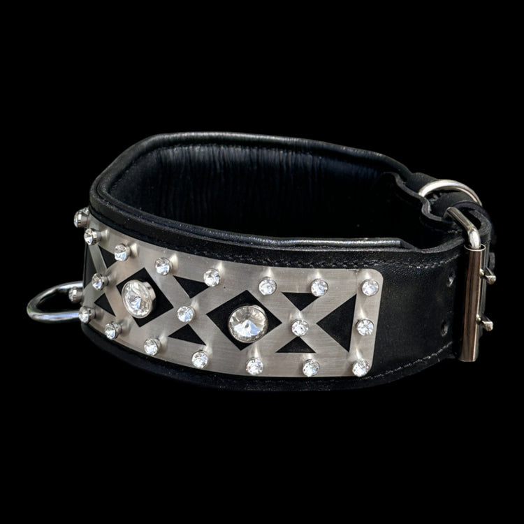 Luxury crystal-studded collar for large dogs like Cane Corso